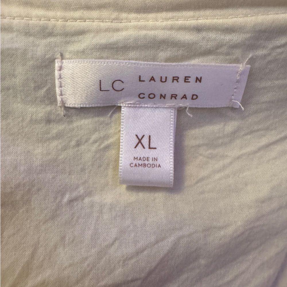 LC Lauren Conrad Cream Ruffle Sleeve Top XL - Picture 5 of 7